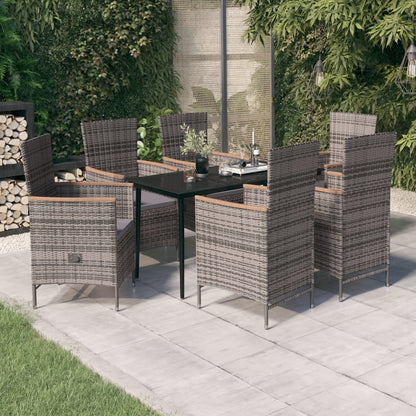 Set da Pranzo da Giardino 7 pz con Cuscini Grigio | homemem39