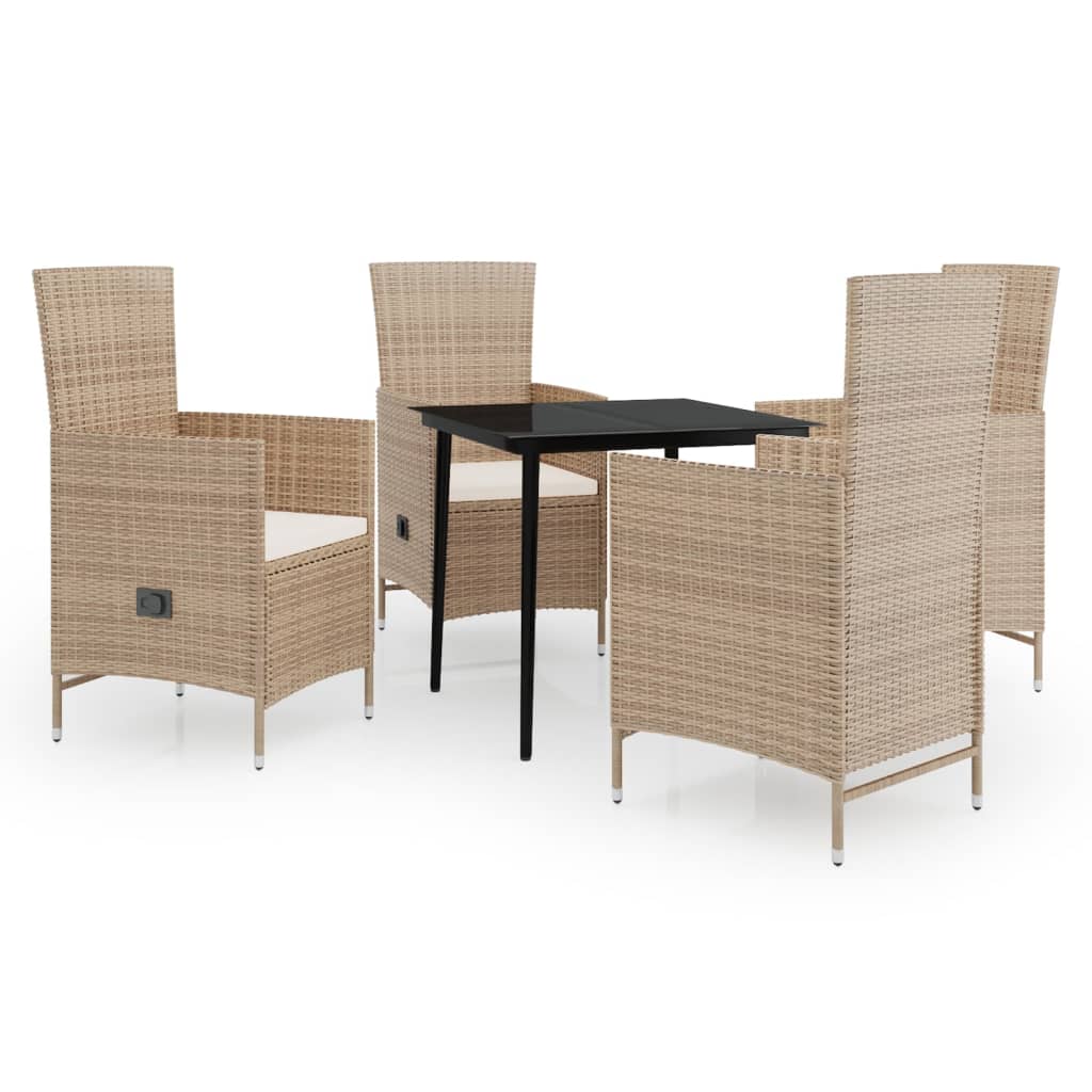Set da Pranzo da Giardino 5 pz con Cuscini Beige | homemem39