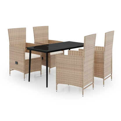 Set da Pranzo da Giardino 5 pz con Cuscini Beige | homemem39