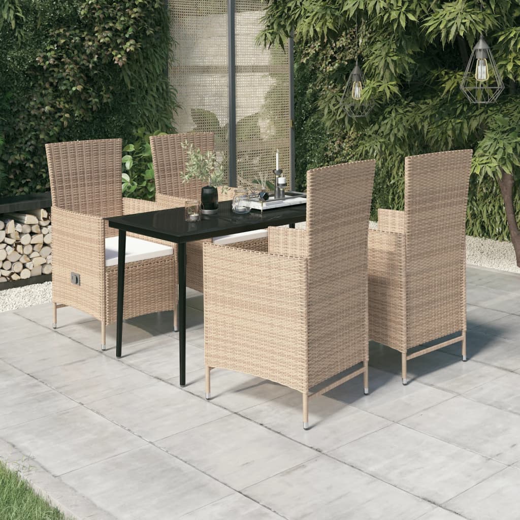 Set da Pranzo da Giardino 5 pz con Cuscini Beige | homemem39