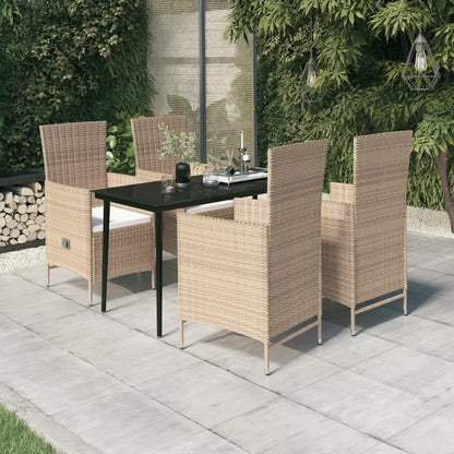 Set da Pranzo da Giardino 5 pz con Cuscini Beige | homemem39