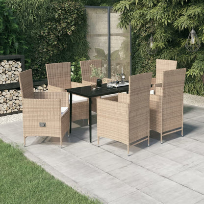 Set da Pranzo da Giardino 7 pz con Cuscini Beige | homemem39
