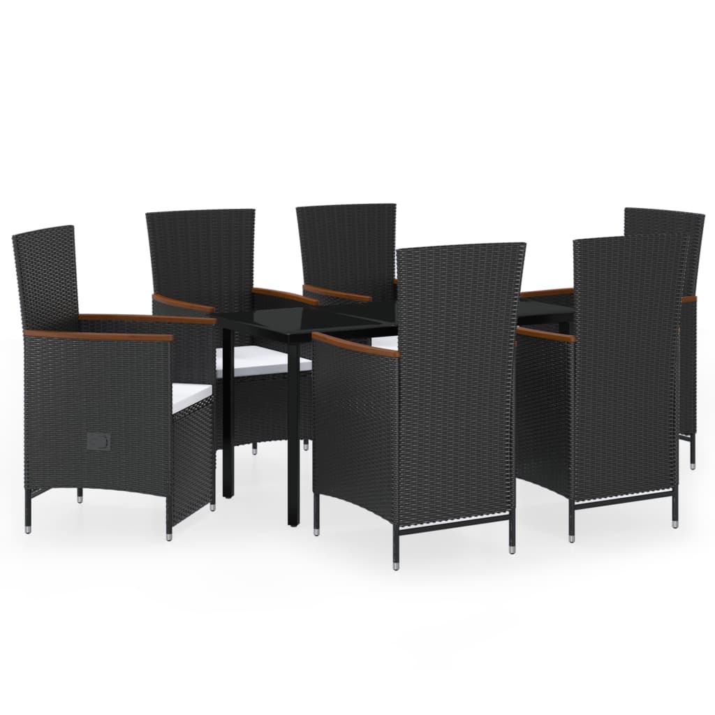 Set da Pranzo da Giardino 7 pz con Cuscini Nero | homemem39