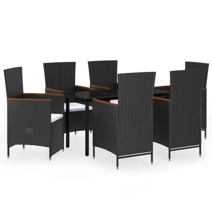 Set da Pranzo da Giardino 7 pz con Cuscini Nero | homemem39