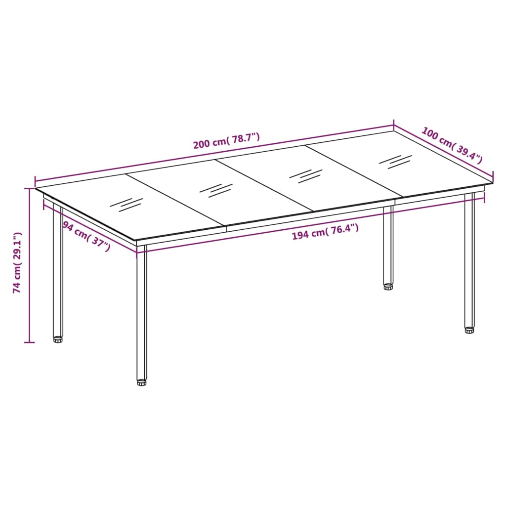 Set da Pranzo da Giardino 9 pz con Cuscini Nero - homemem39