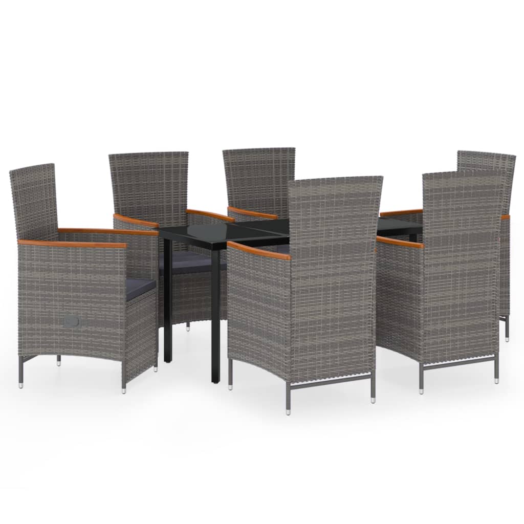 Set da Pranzo da Giardino 7 pz con Cuscini Grigio | homemem39