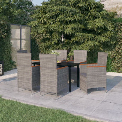 Set da Pranzo da Giardino 7 pz con Cuscini Grigio | homemem39
