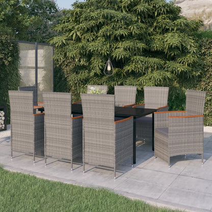 Set da Pranzo da Giardino 9 pz con Cuscini Grigio | homemem39