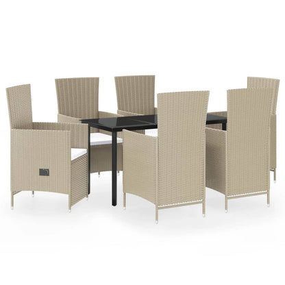 Set da Pranzo da Giardino 7 pz con Cuscini Beige | homemem39