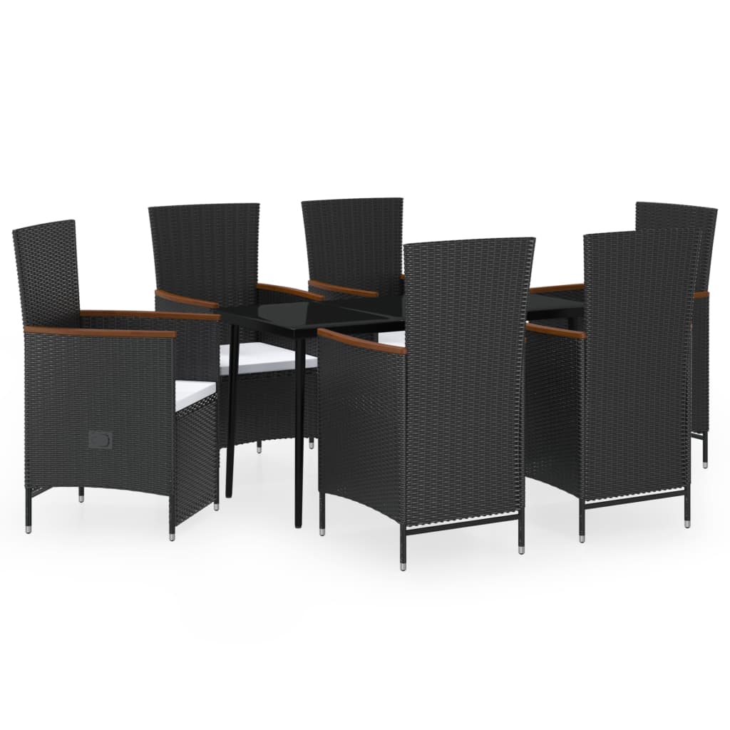 Set da Pranzo da Giardino 7 pz con Cuscini Nero | homemem39