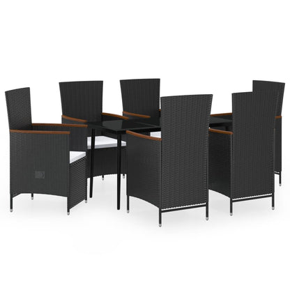 Set da Pranzo da Giardino 7 pz con Cuscini Nero | homemem39