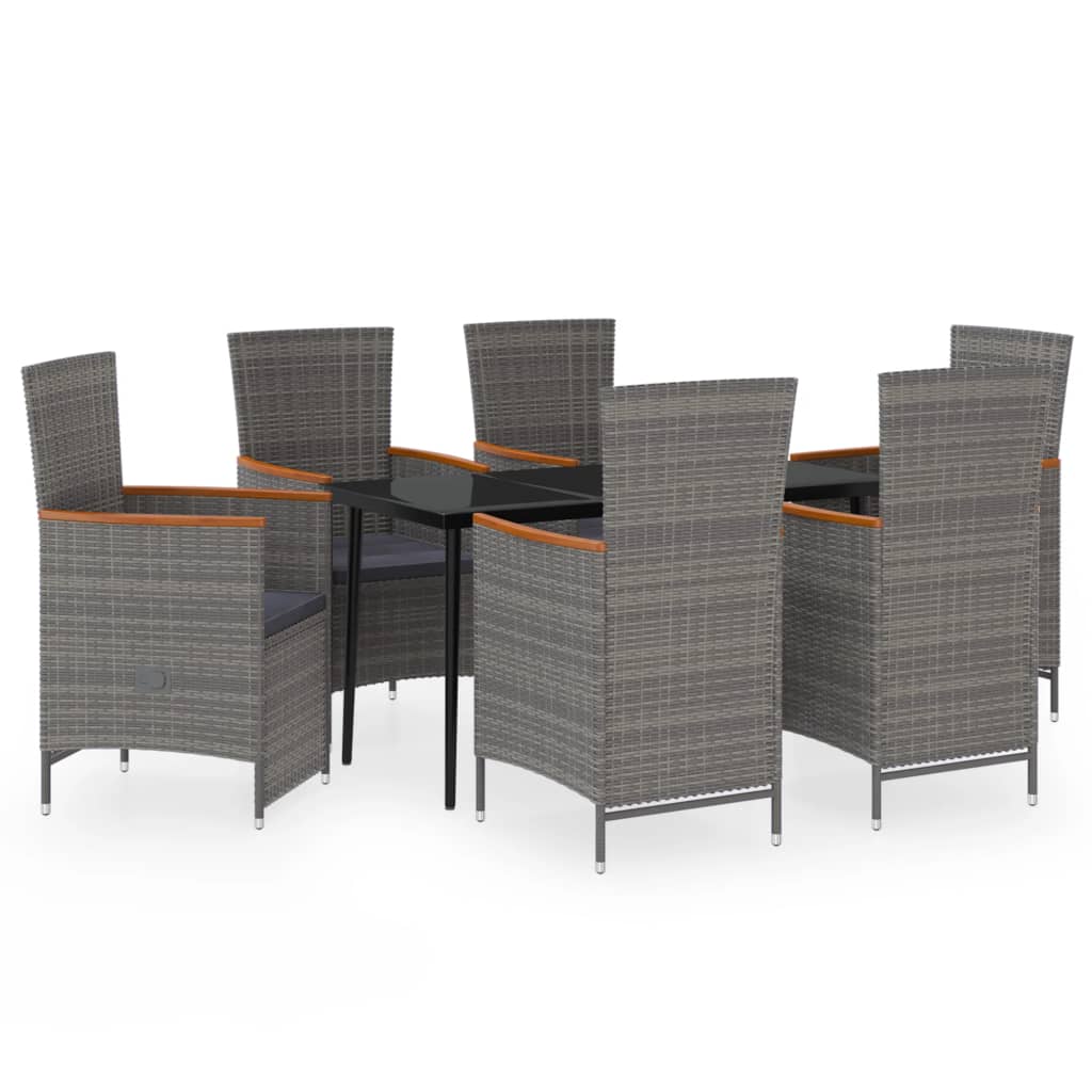 Set da Pranzo da Giardino 7 pz con Cuscini Grigio | homemem39