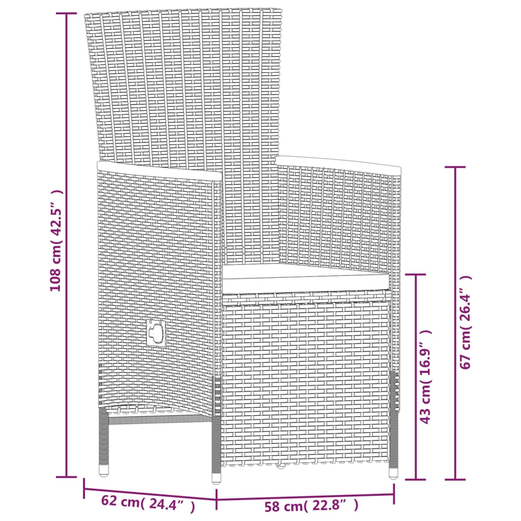 Set da Pranzo da Giardino 7 pz con Cuscini Grigio | homemem39