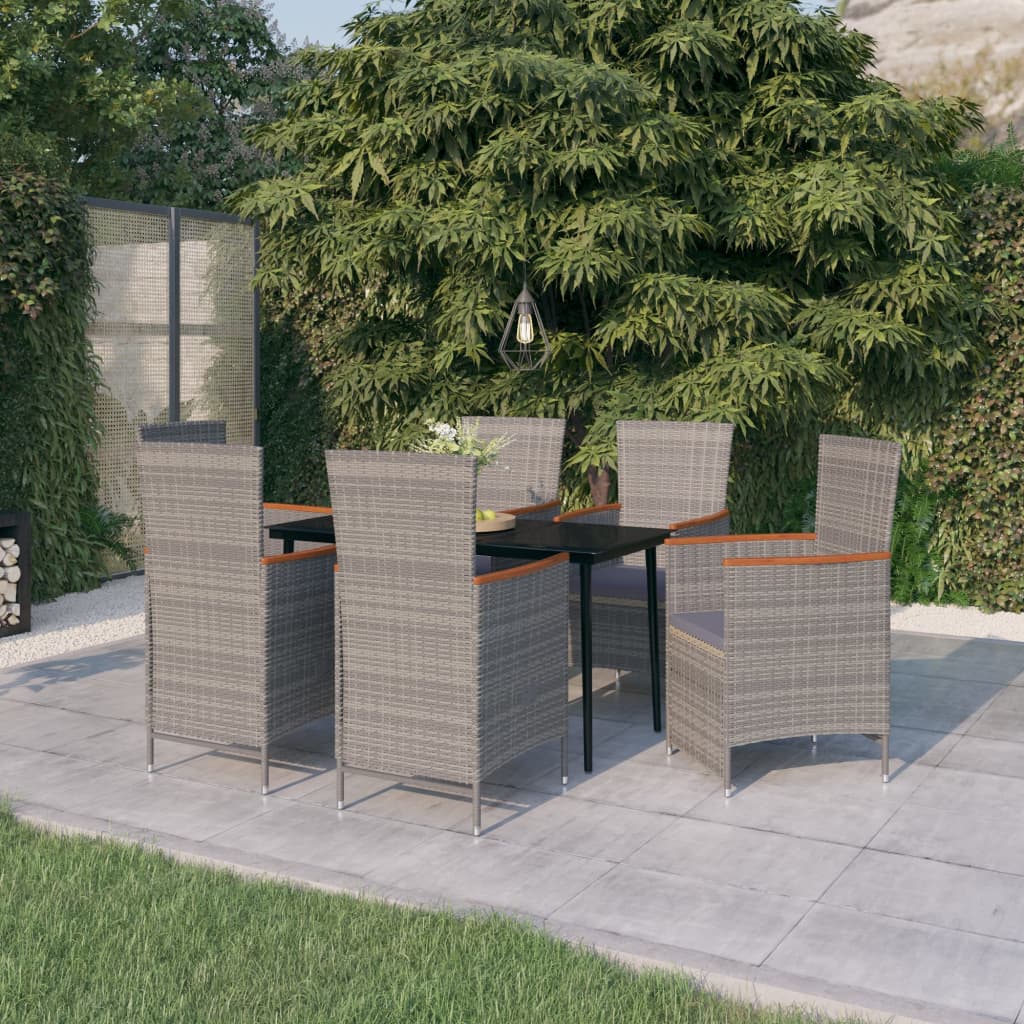 Set da Pranzo da Giardino 7 pz con Cuscini Grigio | homemem39