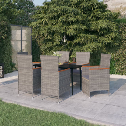 Set da Pranzo da Giardino 7 pz con Cuscini Grigio | homemem39
