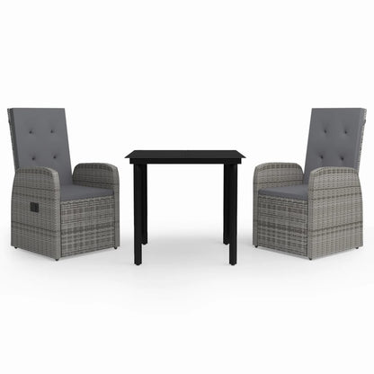 Set da Pranzo da Giardino 3 pz con Cuscini Grigio | homemem39