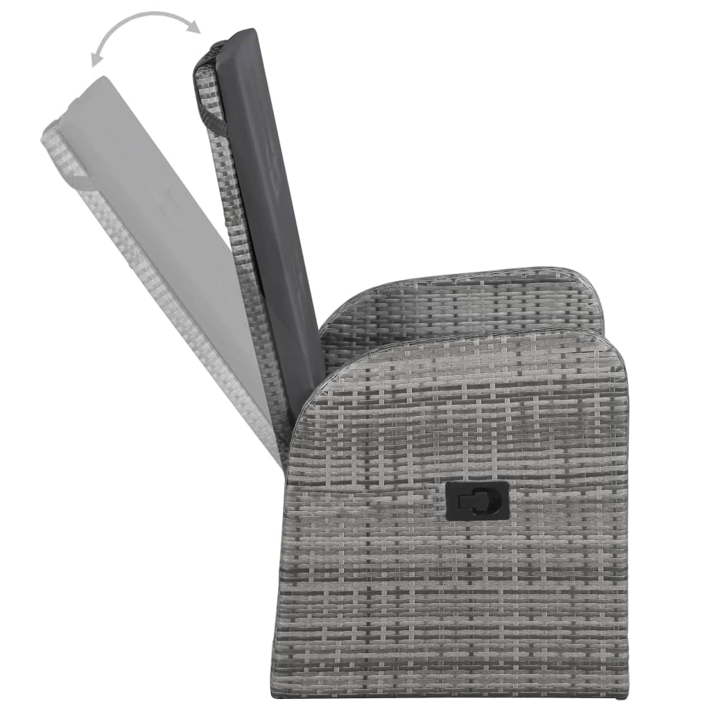 Set da Pranzo da Giardino 3 pz con Cuscini Grigio | homemem39
