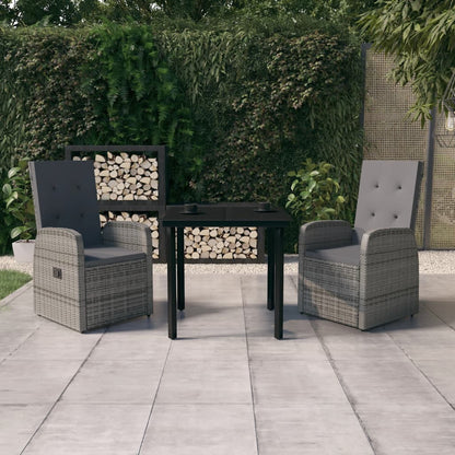 Set da Pranzo da Giardino 3 pz con Cuscini Grigio | homemem39