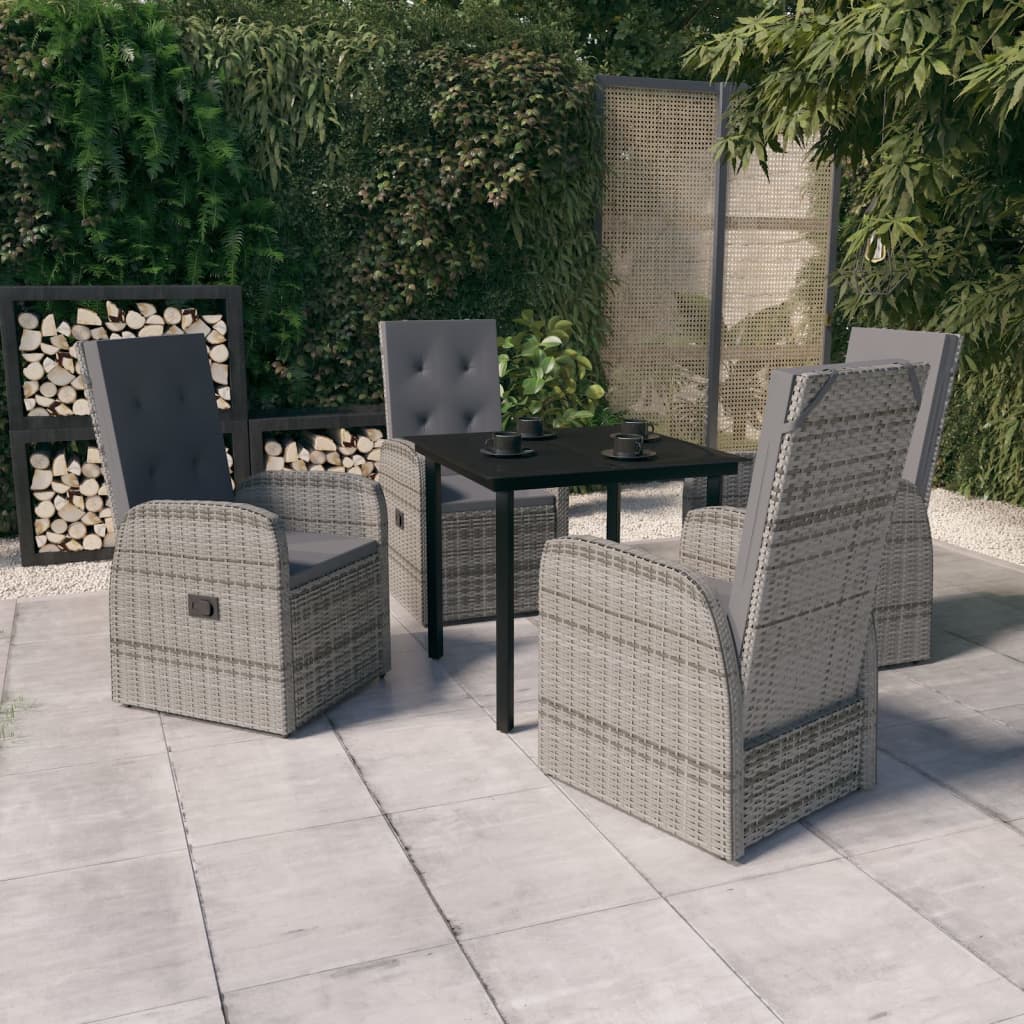 Set da Pranzo da Giardino 5 pz con Cuscini Grigio | homemem39
