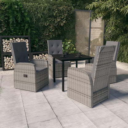 Set da Pranzo da Giardino 5 pz con Cuscini Grigio | homemem39