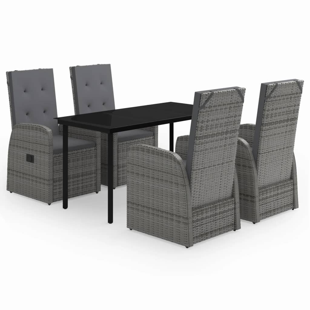Set da Pranzo da Giardino 5 pz con Cuscini Grigio | homemem39