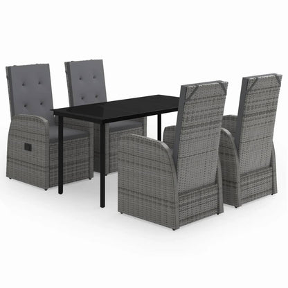 Set da Pranzo da Giardino 5 pz con Cuscini Grigio | homemem39