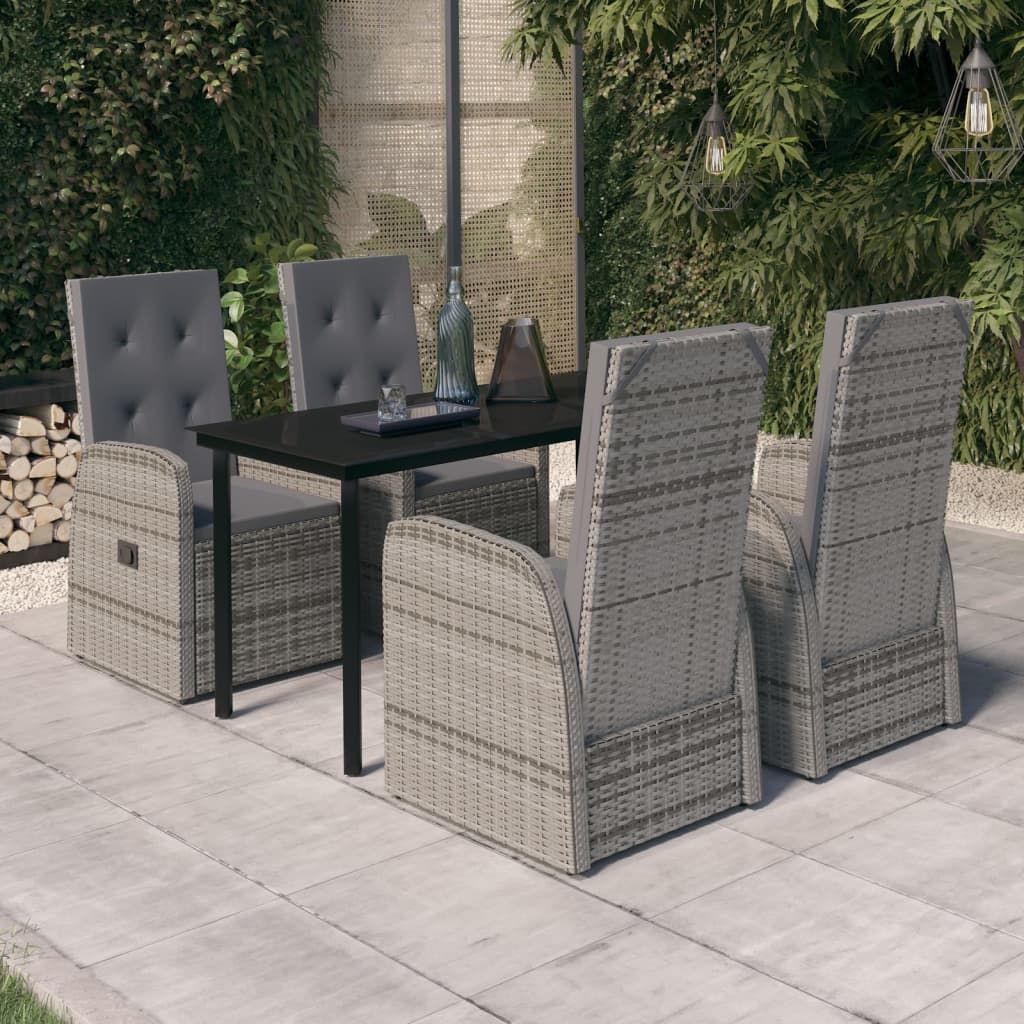Set da Pranzo da Giardino 5 pz con Cuscini Grigio | homemem39