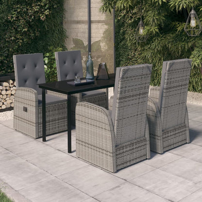 Set da Pranzo da Giardino 5 pz con Cuscini Grigio | homemem39
