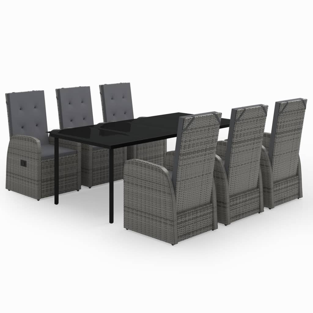 Set da Pranzo da Giardino 7 pz con Cuscini Grigio | homemem39