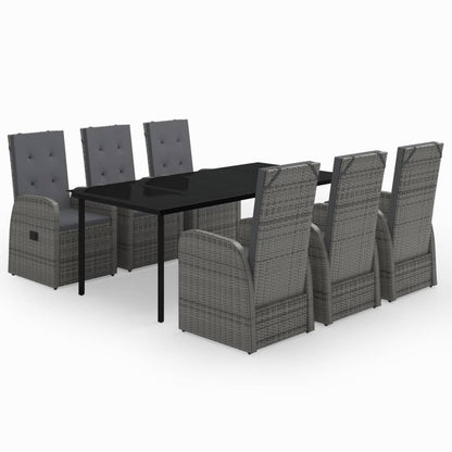 Set da Pranzo da Giardino 7 pz con Cuscini Grigio | homemem39