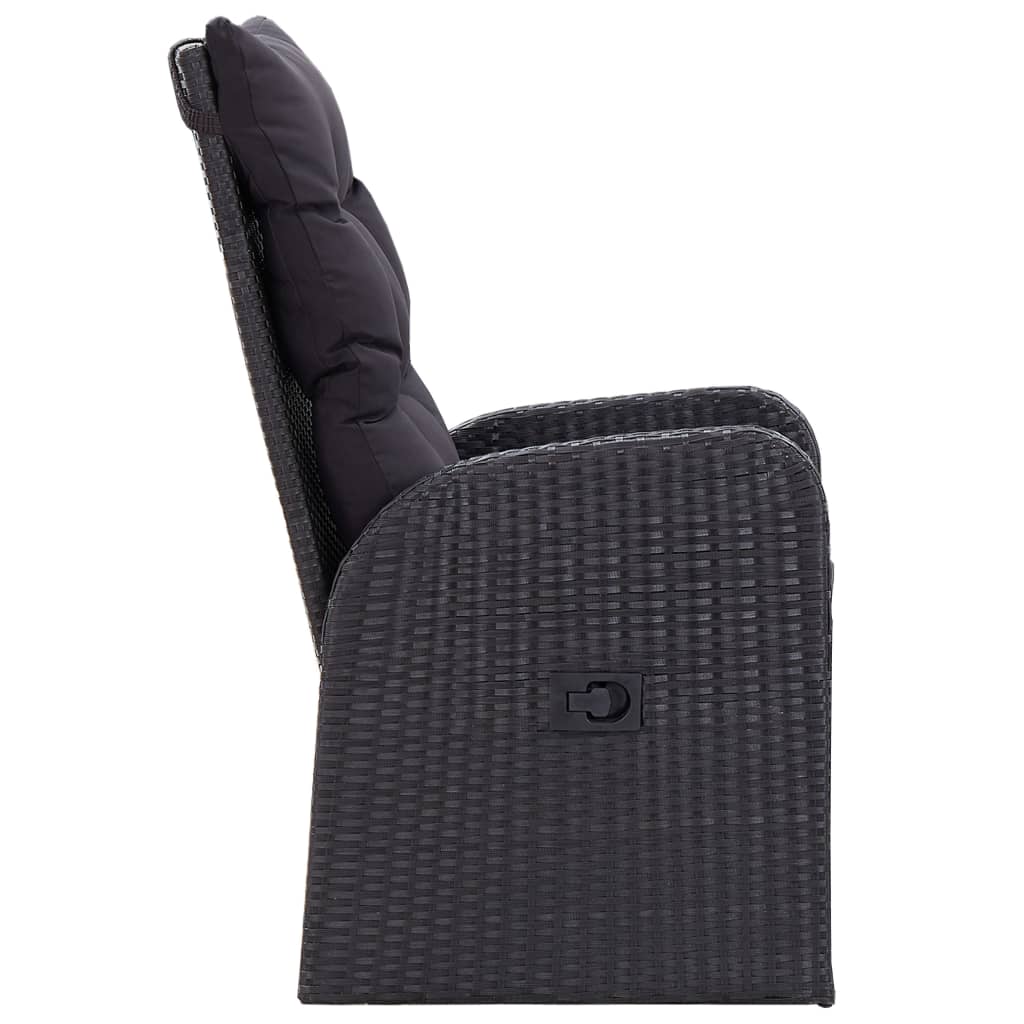 Set da Pranzo da Giardino 3 pz con Cuscini Nero | homemem39
