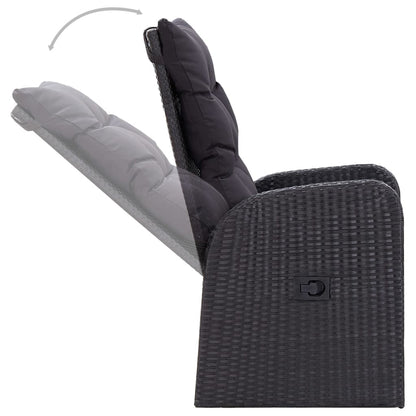 Set da Pranzo da Giardino 3 pz con Cuscini Nero | homemem39