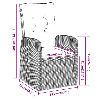 Set da Pranzo da Giardino 3 pz con Cuscini Nero - homemem39