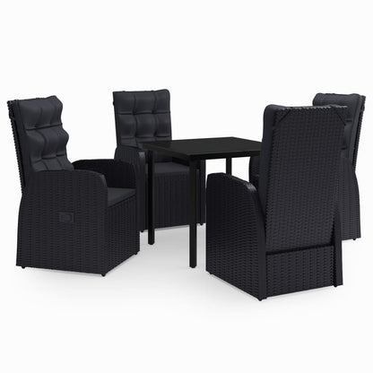 Set da Pranzo da Giardino 5 pz con Cuscini Nero - homemem39