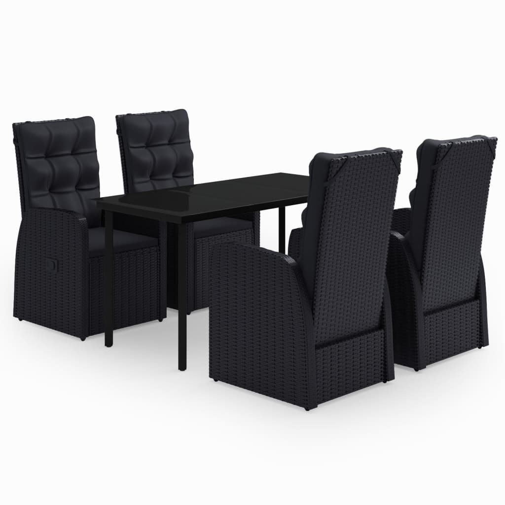 Set da Pranzo da Giardino 5 pz con Cuscini Nero | homemem39