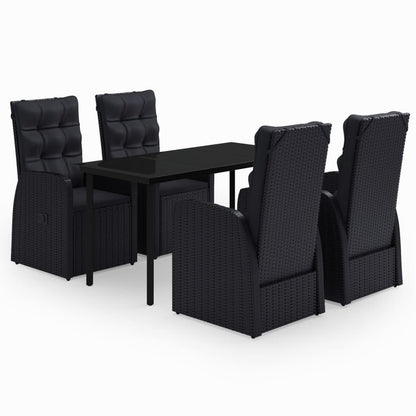 Set da Pranzo da Giardino 5 pz con Cuscini Nero | homemem39