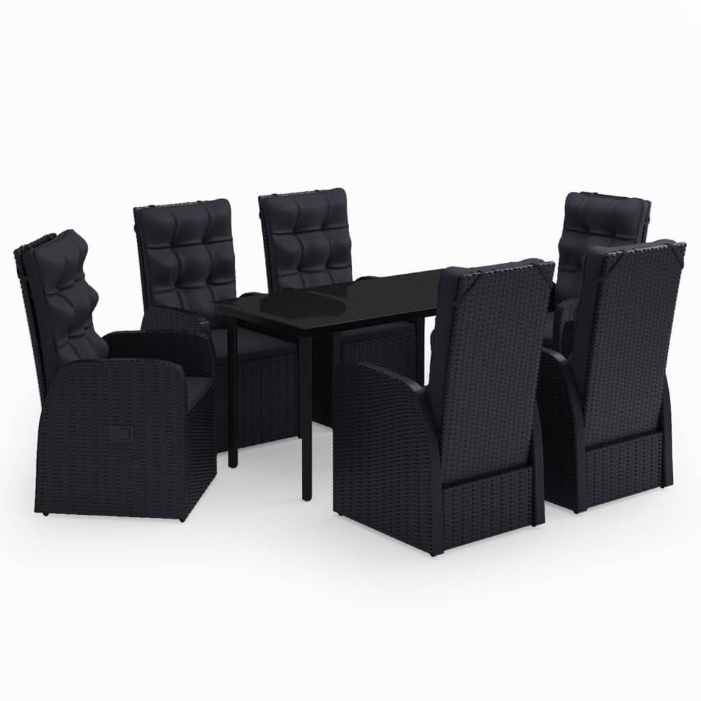 Set da Pranzo da Giardino 7 pz con Cuscini Nero - homemem39