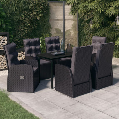Set da Pranzo da Giardino 7 pz con Cuscini Nero | homemem39