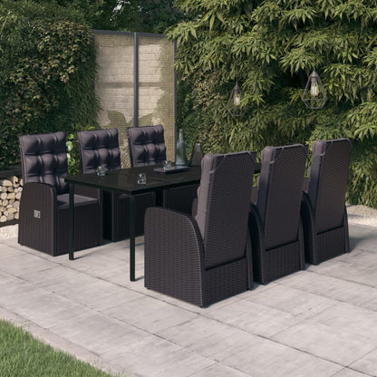 Set da Pranzo da Giardino 7 pz con Cuscini Nero | homemem39