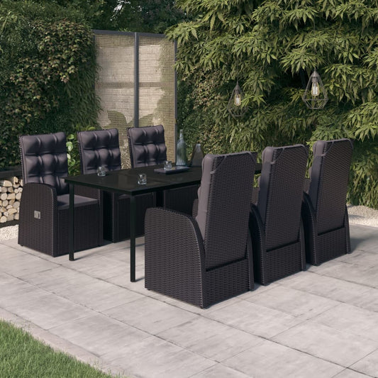 Set da Pranzo da Giardino 7 pz con Cuscini Nero - homemem39