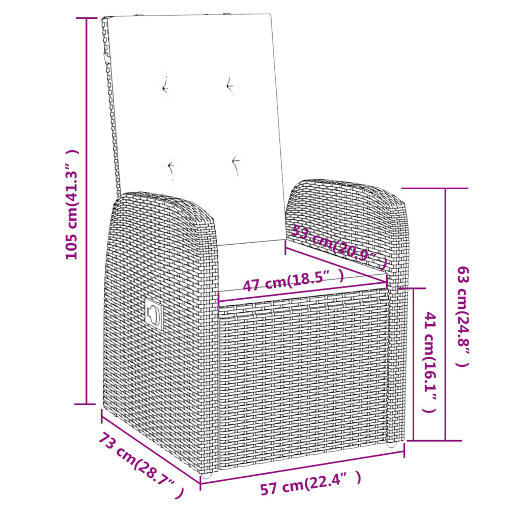 Set da Pranzo da Giardino 3 pz con Cuscini Grigio | homemem39