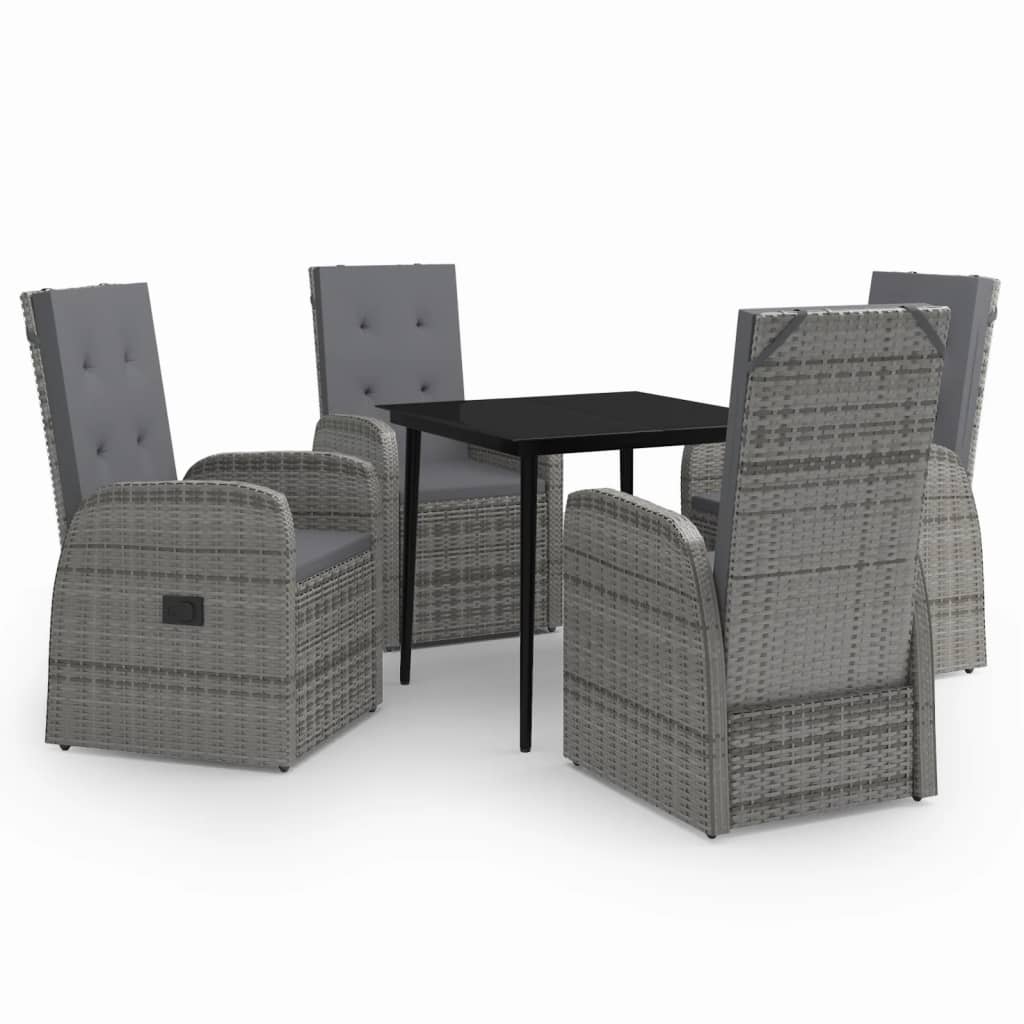 Set da Pranzo da Giardino 5 pz con Cuscini Grigio | homemem39