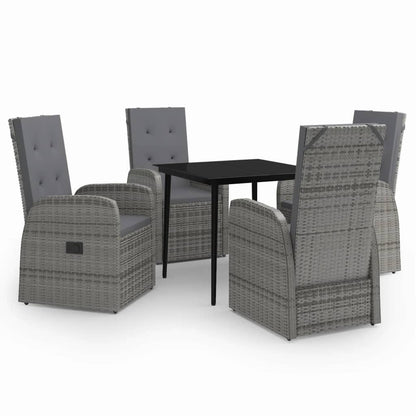 Set da Pranzo da Giardino 5 pz con Cuscini Grigio | homemem39