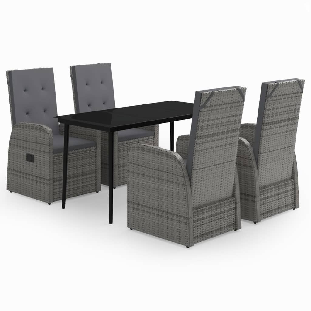 Set da Pranzo da Giardino 5 pz con Cuscini Grigio | homemem39