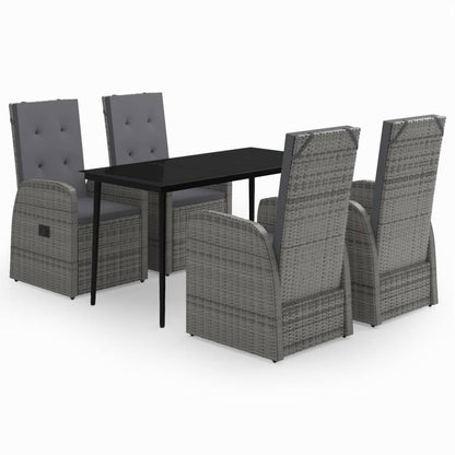 Set da Pranzo da Giardino 5 pz con Cuscini Grigio | homemem39