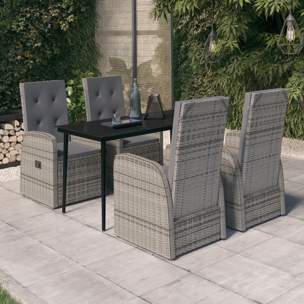 Set da Pranzo da Giardino 5 pz con Cuscini Grigio | homemem39