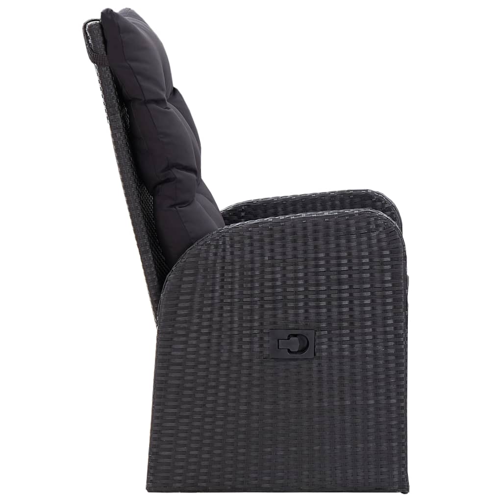 Set da Pranzo da Giardino 3 pz con Cuscini Nero | homemem39