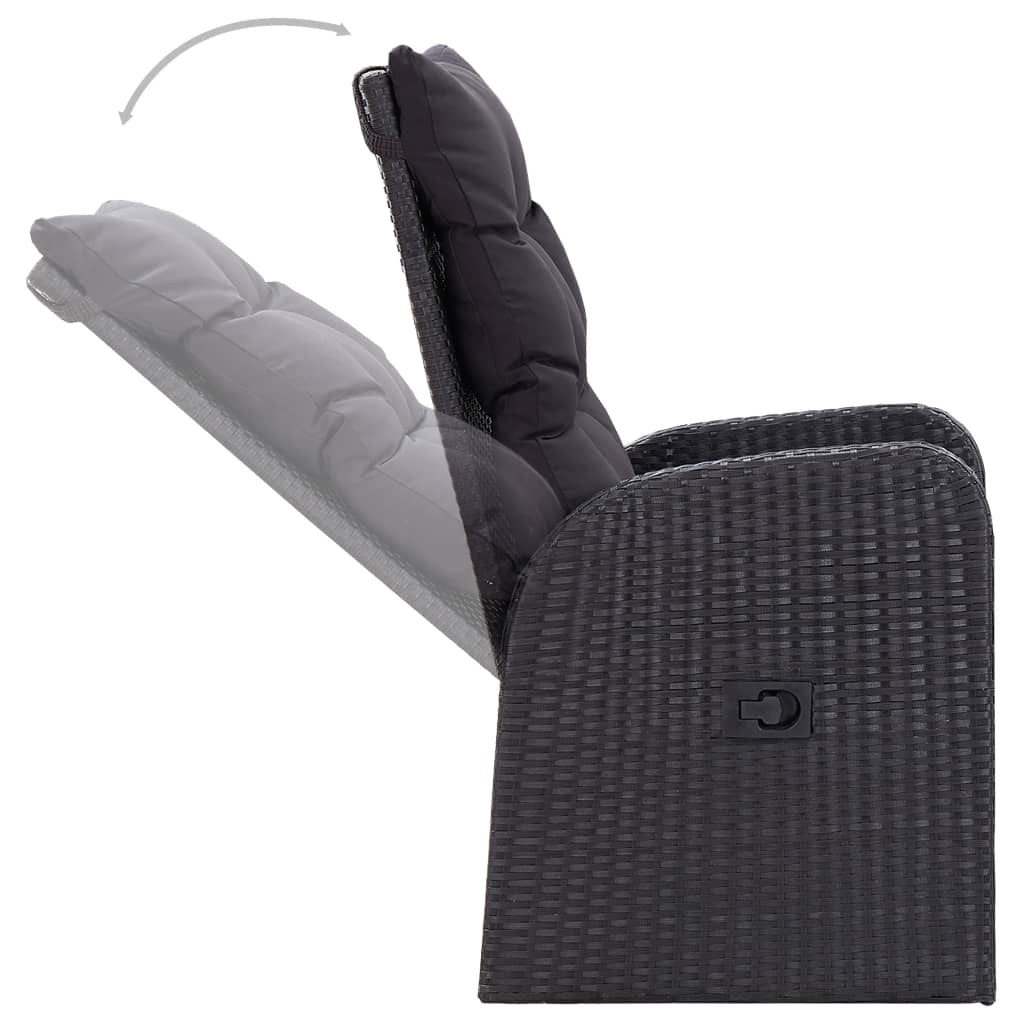 Set da Pranzo da Giardino 3 pz con Cuscini Nero | homemem39