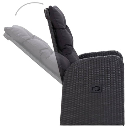 Set da Pranzo da Giardino 3 pz con Cuscini Nero | homemem39