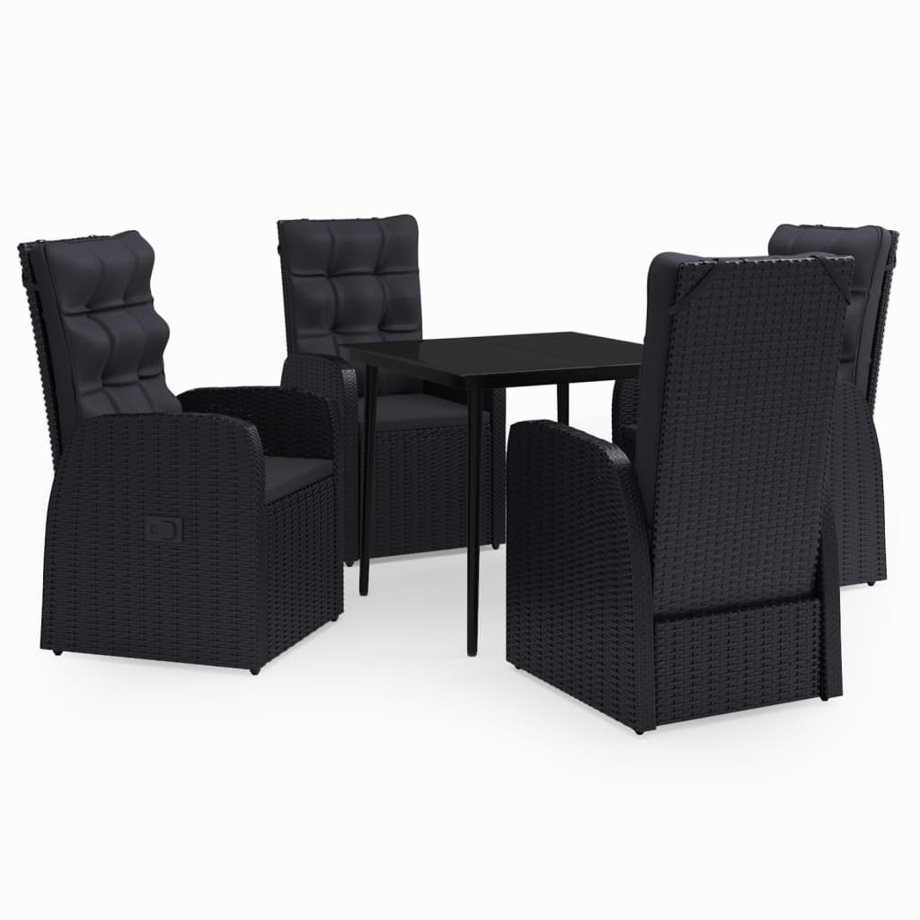 Set da Pranzo da Giardino 5 pz con Cuscini Nero | homemem39